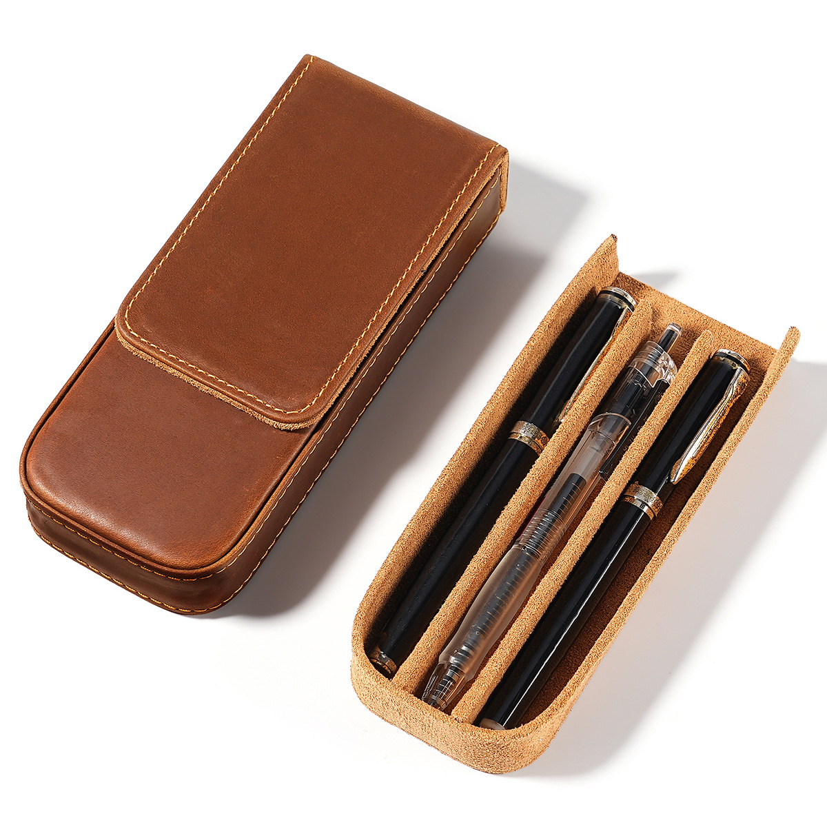 Men Accessories Drawer - Astuccio Portapenne in Vera Pelle di
