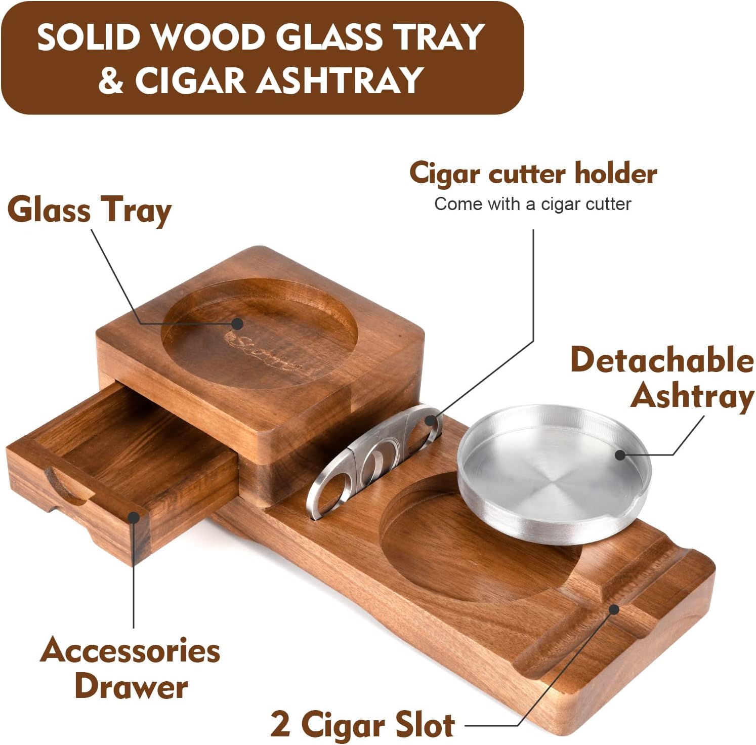 Posacenere in legno con taglia - Men Accessories Drawer recensione e prezzo